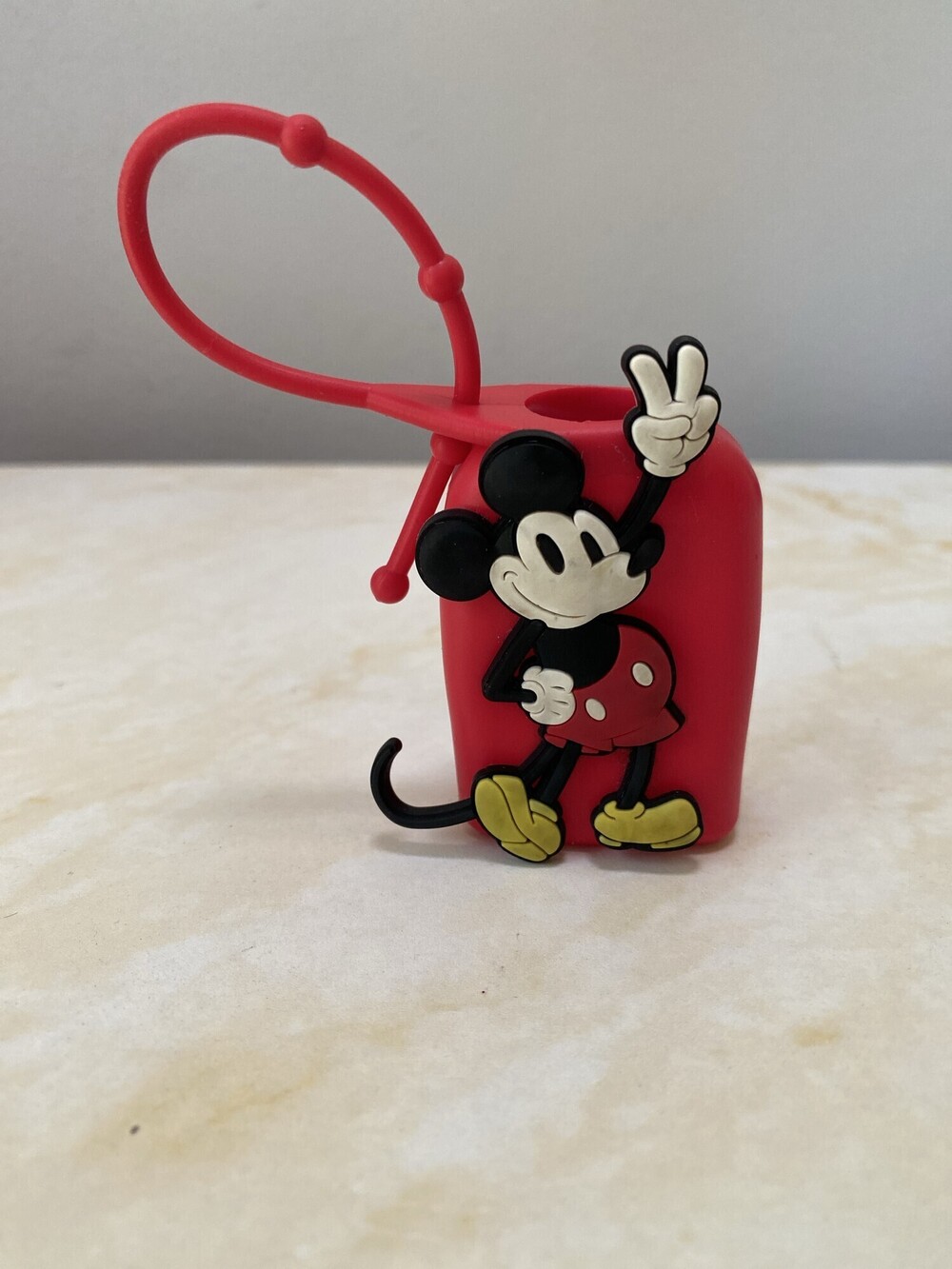 Disney Mickey Mouse Red Silicone Hand Sanitizer Holder Keychain